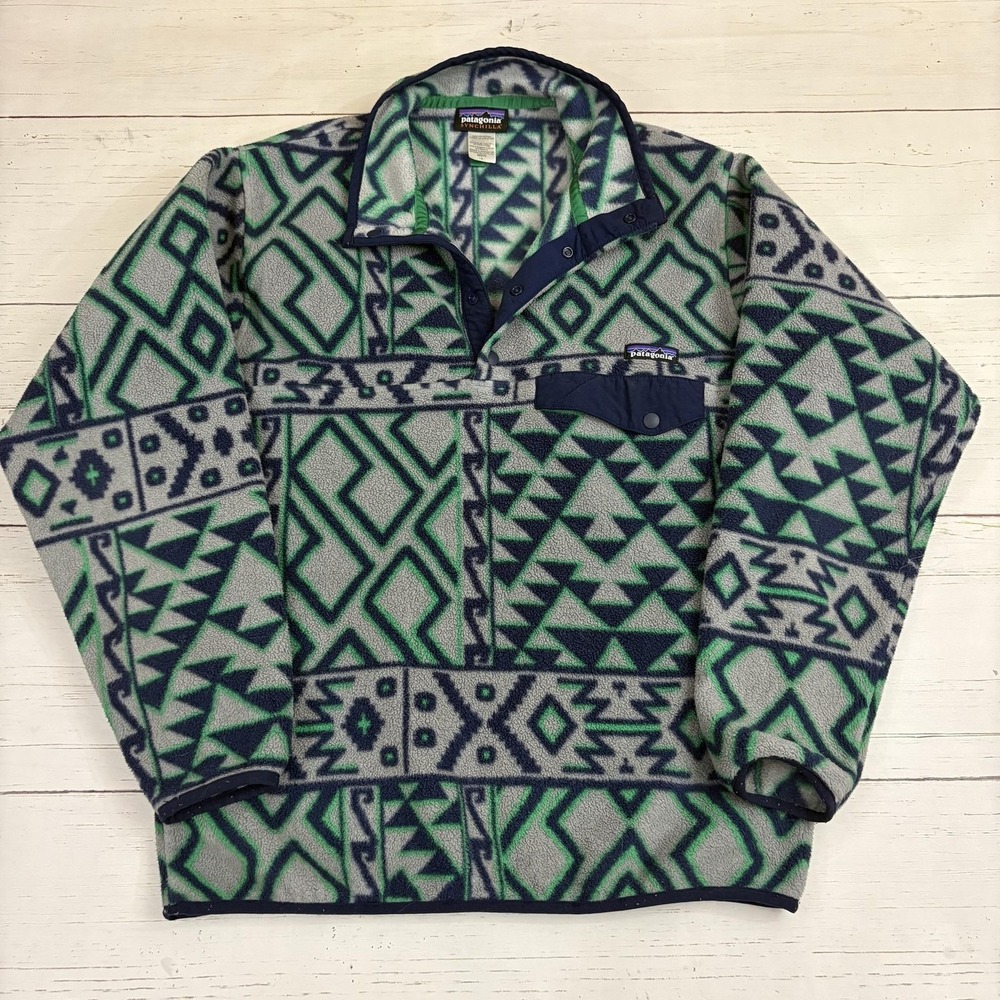 Patagonia Synchilla Snap-T pullover Fleece Montana Siete Tribal Aztec Print